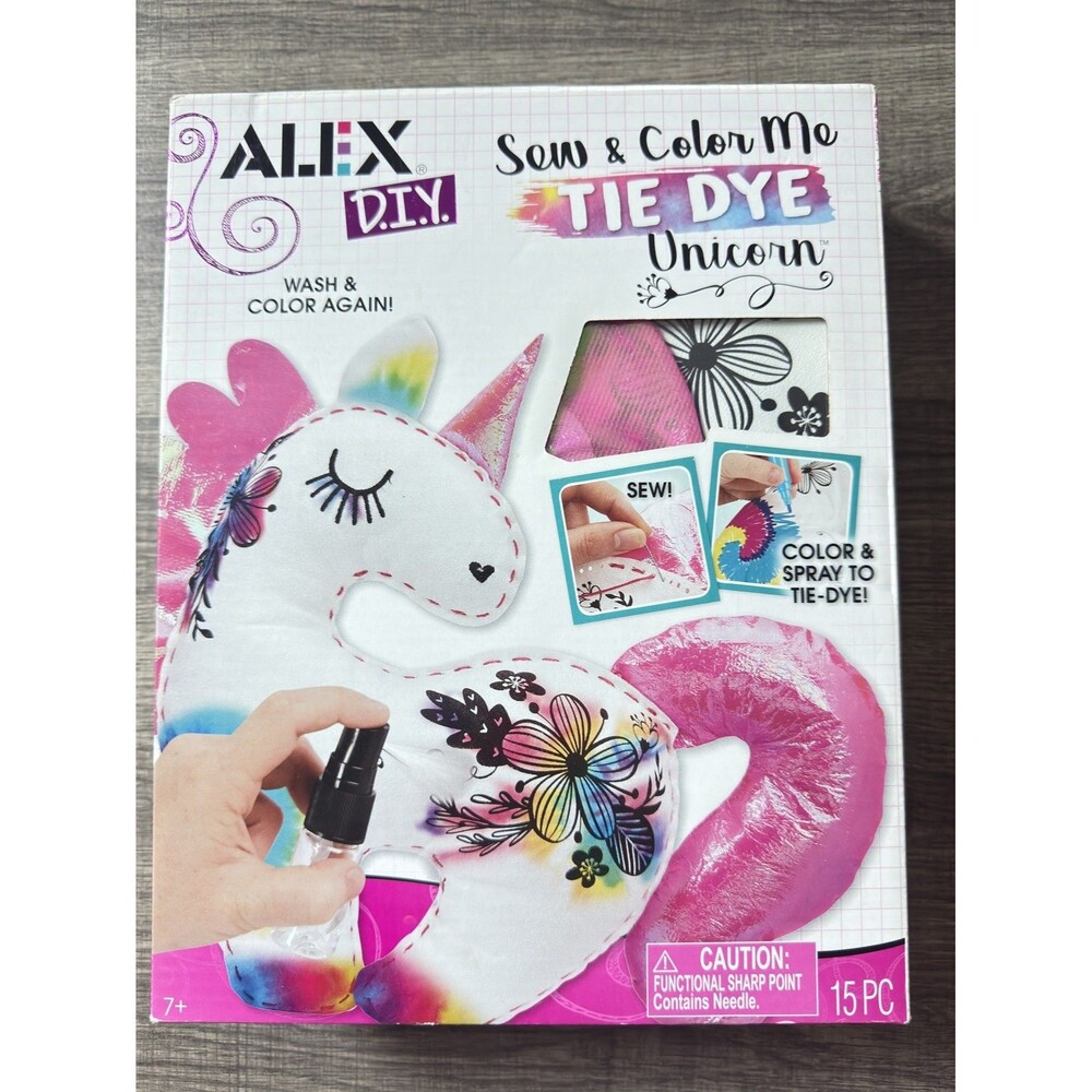 Alex Sew & Color Me Tie Dye Unicorn Kit D.I.Y Wash and Color Again 15 Pc Ages 7+